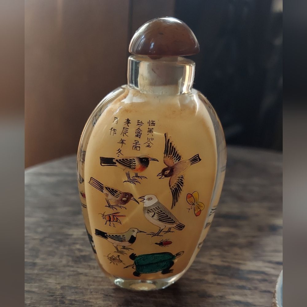 VTG Chinese Glass Snuff Bottle Inside Painting